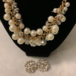 18” Pearl & Bead Necklace & Earrings Set